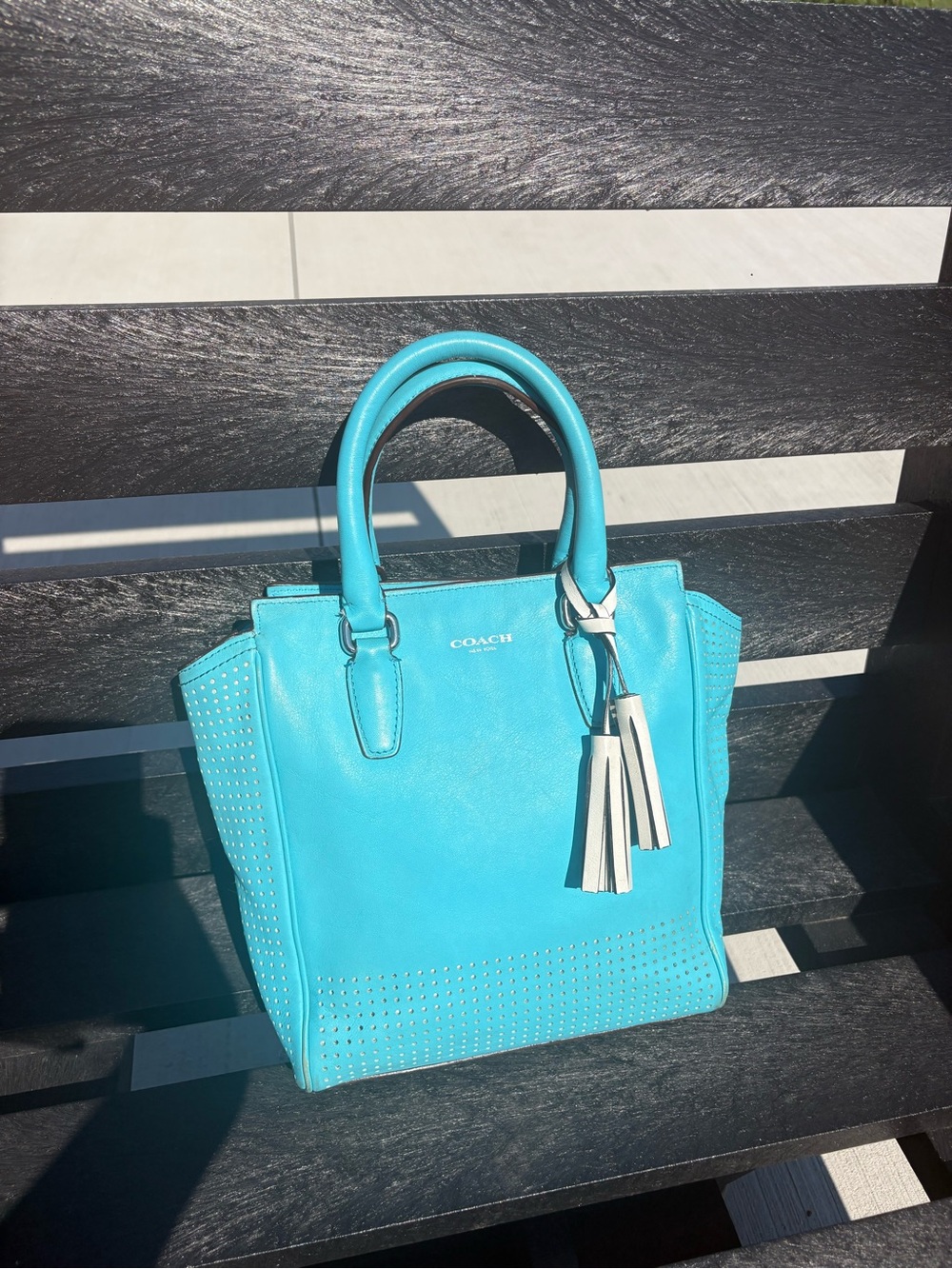Coach Legacy Perforated Mini Tanner Bag in Robin Blue - Picture 2 of 10
